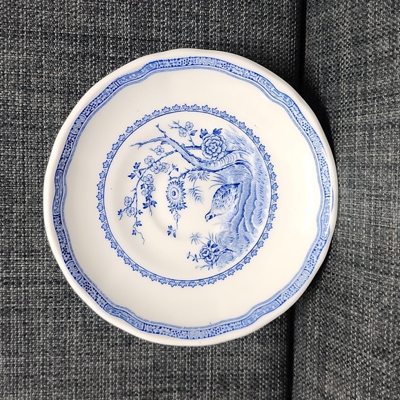 FURNIVALS QUAIL 1913 England China Blue Demitasse Espresso Teacup&Saucer VINTAGE - Picture 3 of 9